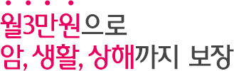 월3만원으로 암, 생활, 상해까지 보장